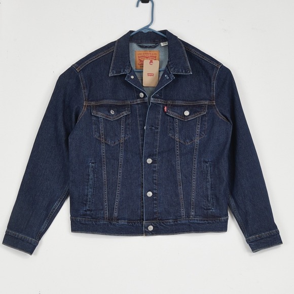 Levi's Mens Trucker Jacket Dark Wash Denim Blue XXL Jean Coat - Picture 3 of 16